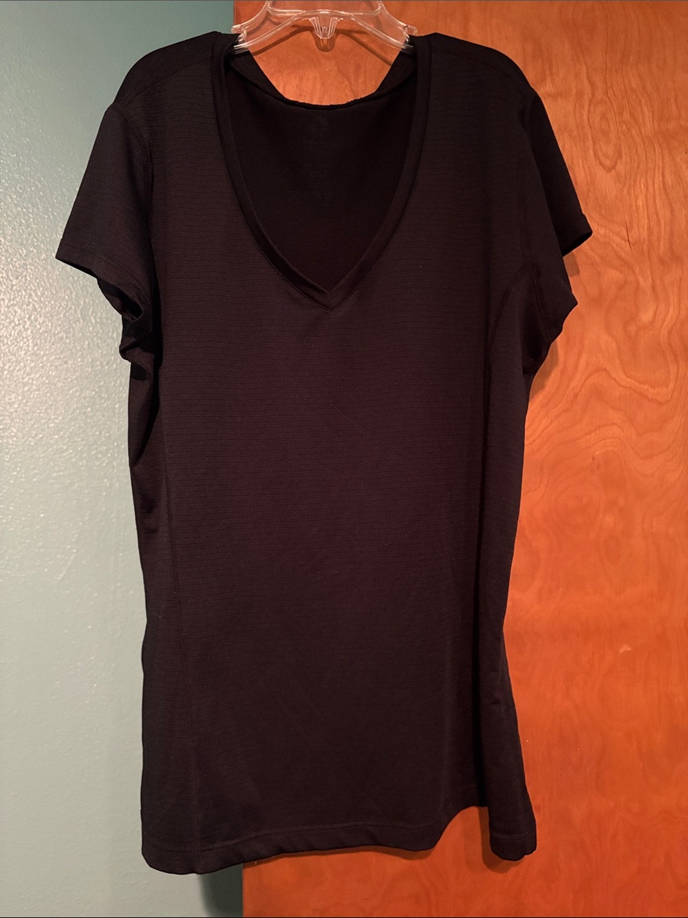 Women's Black V-Neck Short Sleeve Tee by
